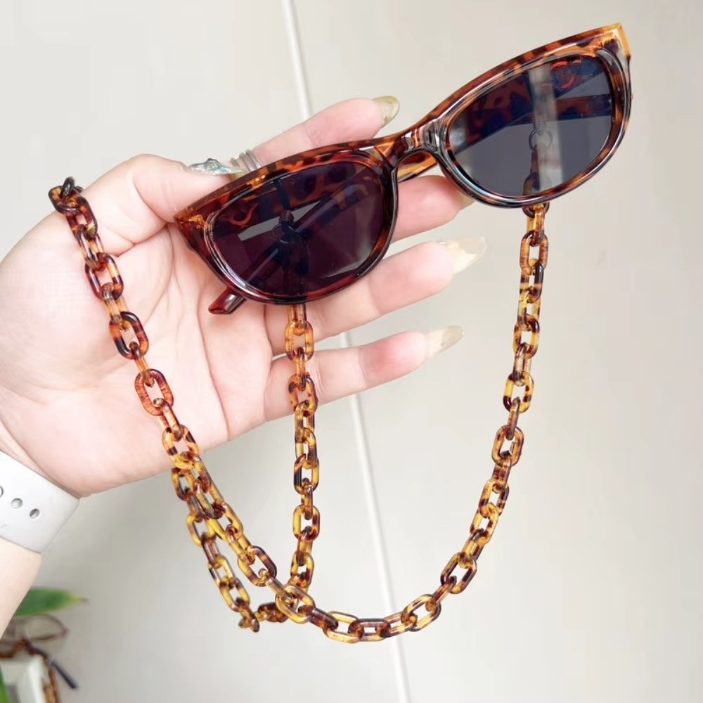 Sunglass Retainer Cord - 滑り止めヒョウ柄アクリルメガネチェーン紛失防止装飾サングラスストラップチェーン手作りビーズ老眼鏡ロープ