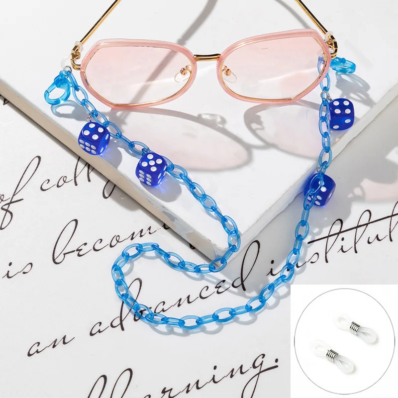 新しいトレンドのダイスカラフルアクリルグラスチェーン、女性用 - Sunglass Retainer Cord のレビューと価格