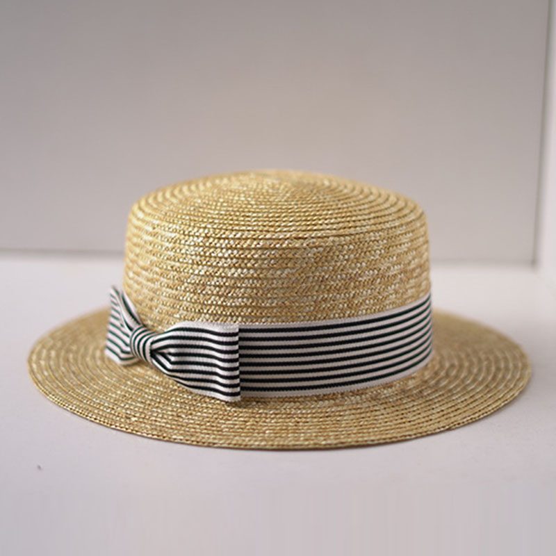 つばの広い自由奔放に生きる帽子,フラットトップ,ストライプリ - Bucket Hat Straw のレビューと価格